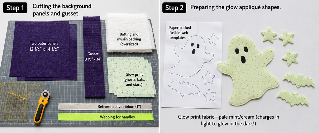 Glow-in-the-Dark Quilted Treat Bags for Nighttime Safety