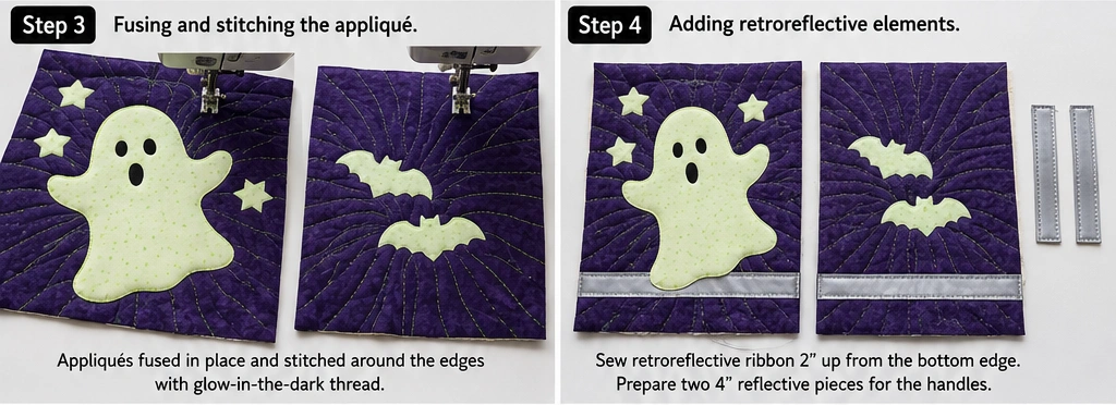Glow-in-the-Dark Quilted Treat Bags for Nighttime Safety