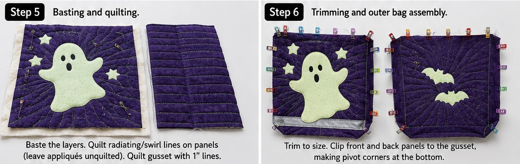 Glow-in-the-Dark Quilted Treat Bags for Nighttime Safety