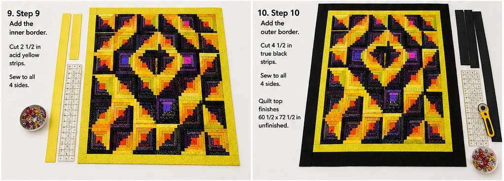 Halloween Log Cabin Quilt Block Variations