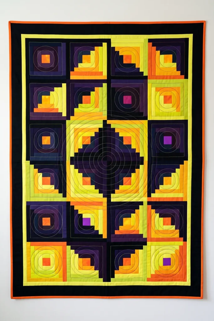 Halloween Log Cabin Quilt Block Variations