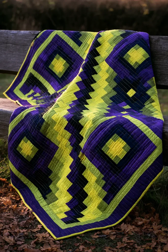 Halloween Log Cabin Quilt Block Variations
