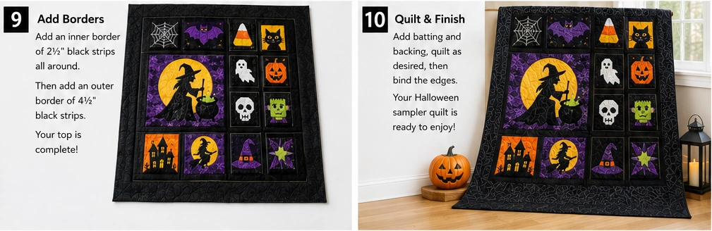 Halloween Sampler Quilt Layouts for Every Skill Level