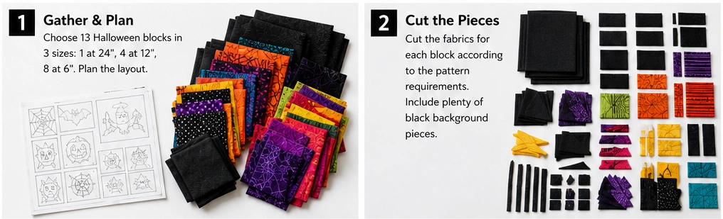 Halloween Sampler Quilt Layouts for Every Skill Level