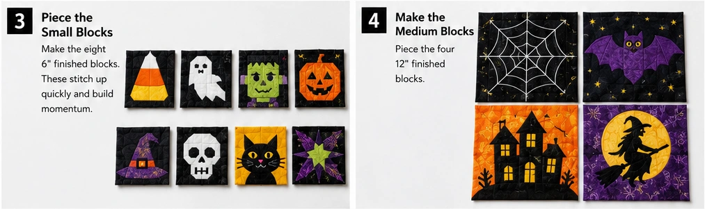 Halloween Sampler Quilt Layouts for Every Skill Level