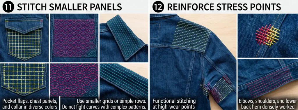 Hand-Stitched Sashiko Denim Jacket for Casual Cool Style