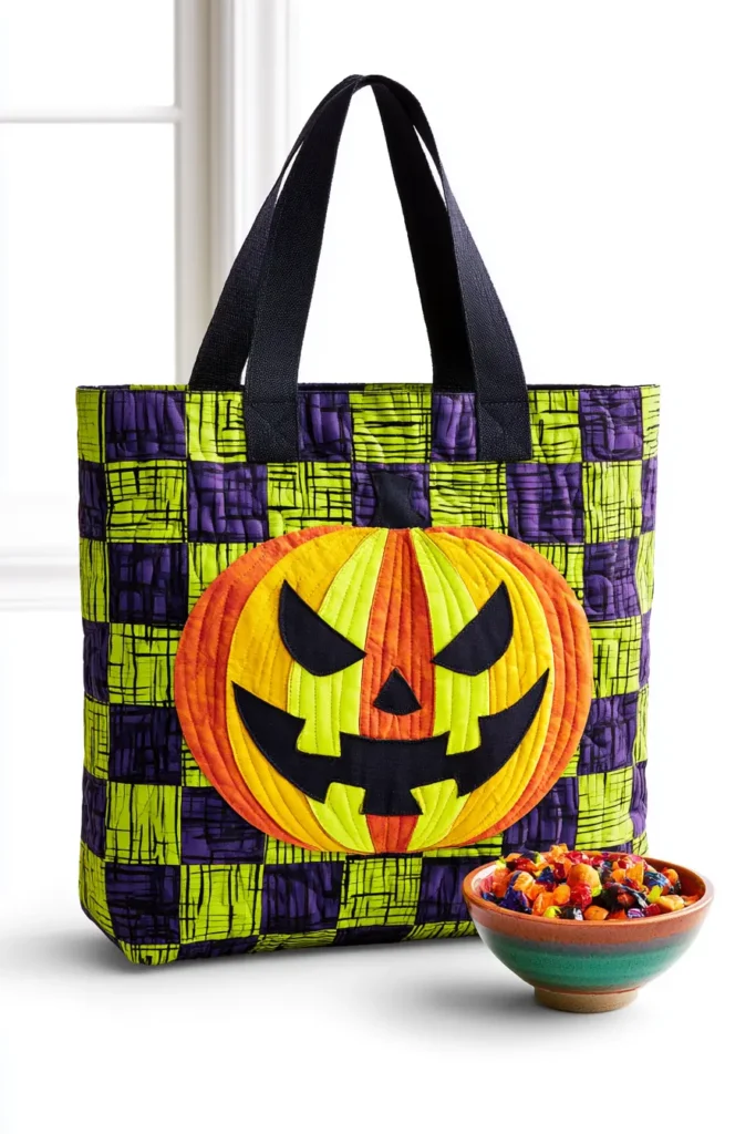 Jack-o’-Lantern Appliqué Quilted Trick-or-Treat Bags