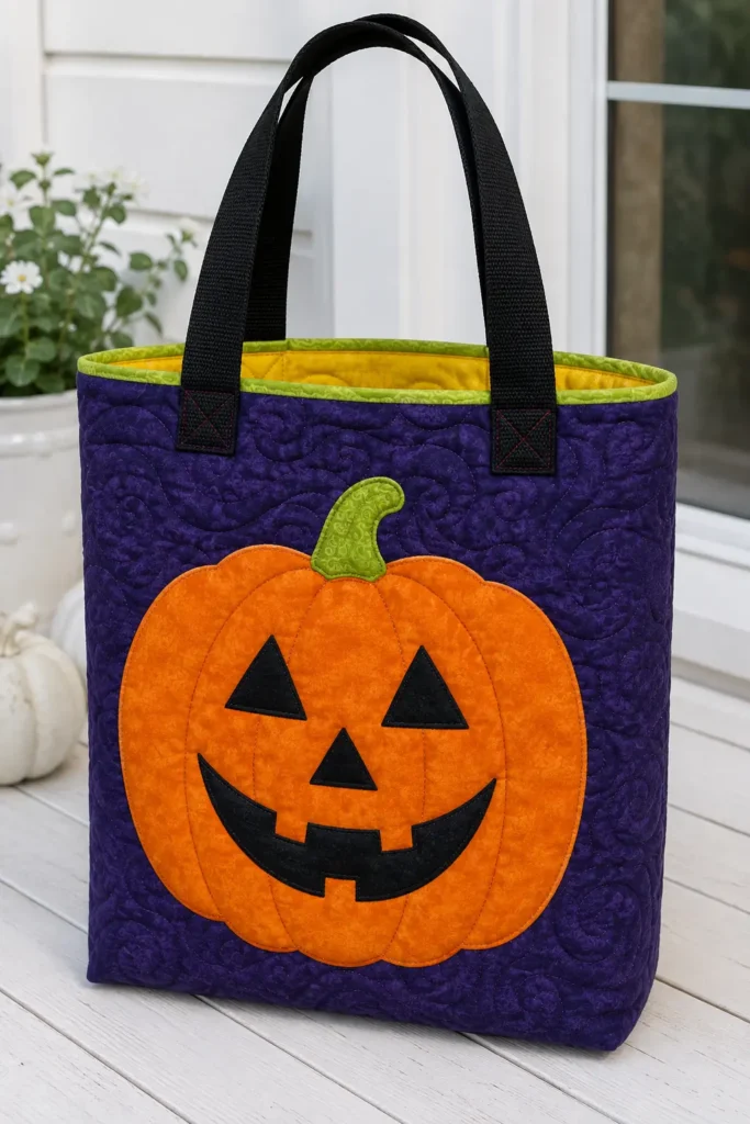 Jack-o’-Lantern Appliqué Quilted Trick-or-Treat Bags