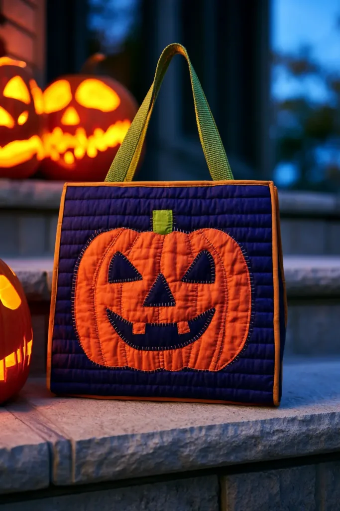 Jack-o’-Lantern Appliqué Quilted Trick-or-Treat Bags