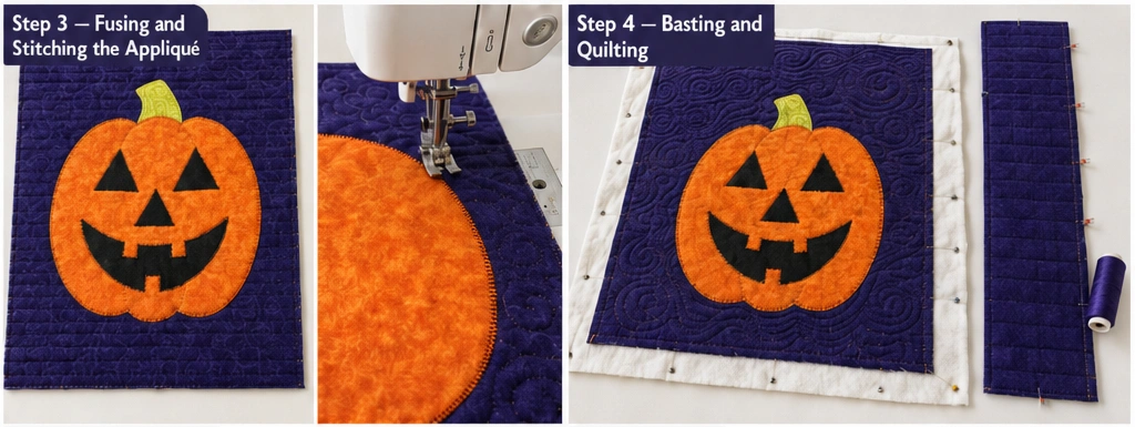 Jack-o’-Lantern Appliqué Quilted Trick-or-Treat Bags