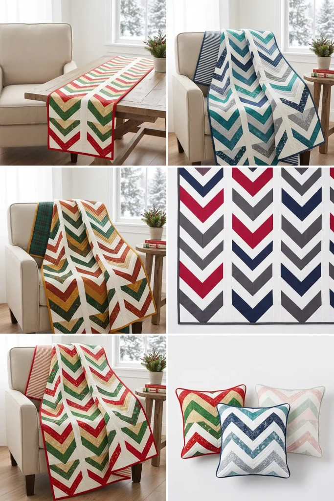 Jelly Roll Chevron Christmas Quilt for Modern Festive Appeal