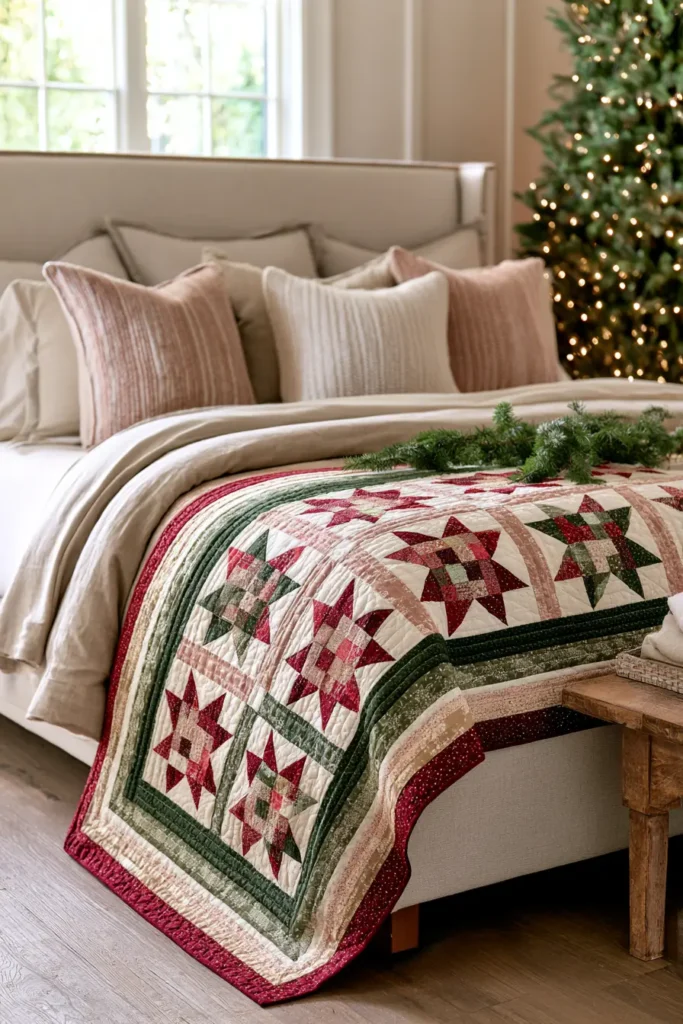 Jelly Roll Christmas Star Quilt for an Elegant Holiday Statement