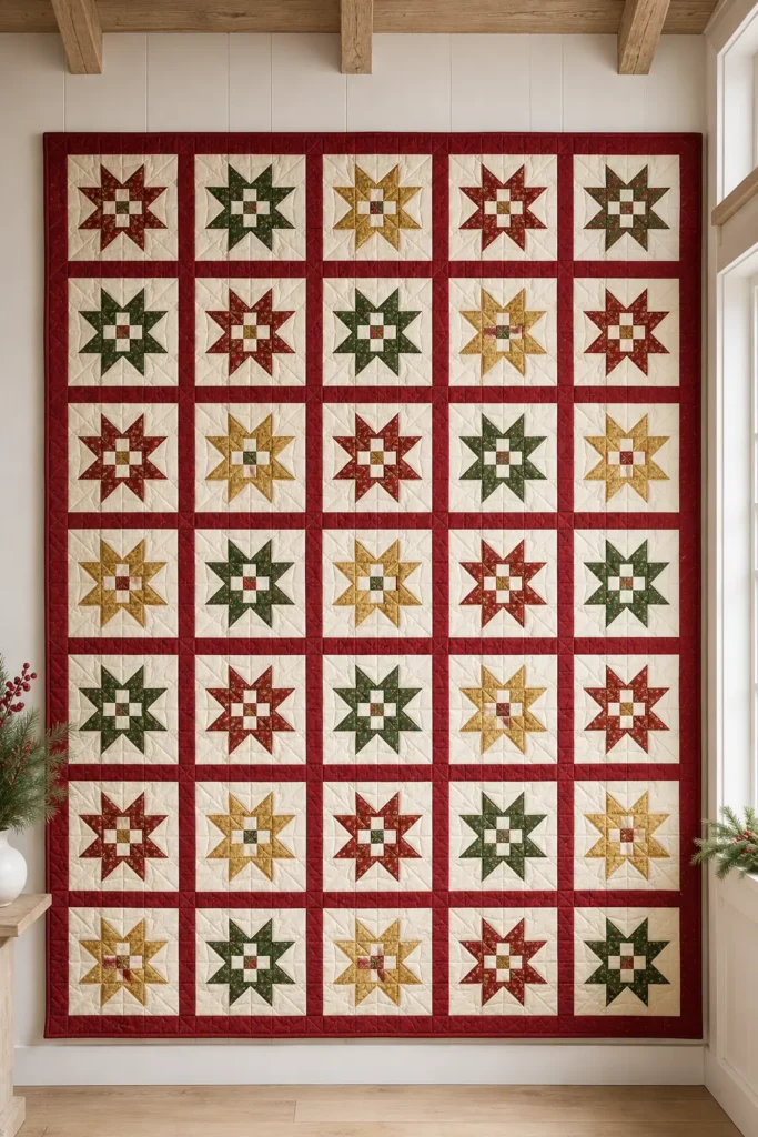 Jelly Roll Christmas Star Quilt for an Elegant Holiday Statement