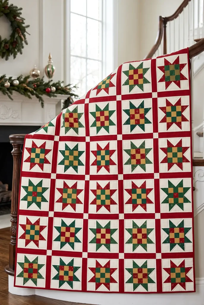 Jelly Roll Christmas Star Quilt for an Elegant Holiday Statement