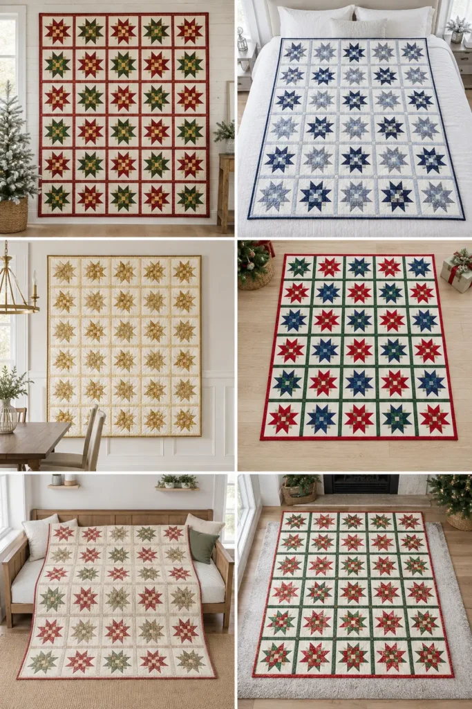 Jelly Roll Christmas Star Quilt for an Elegant Holiday Statement