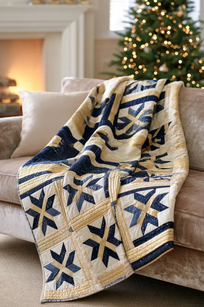 Jelly Roll Christmas Star Quilt for an Elegant Holiday Statement