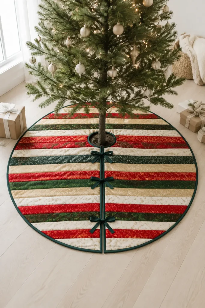 Jelly Roll Christmas Tree Skirt