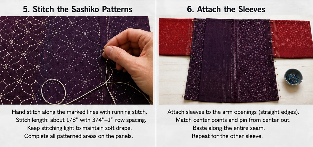 Kimono-Style Sashiko Jacket for Elegant Feminine Draping