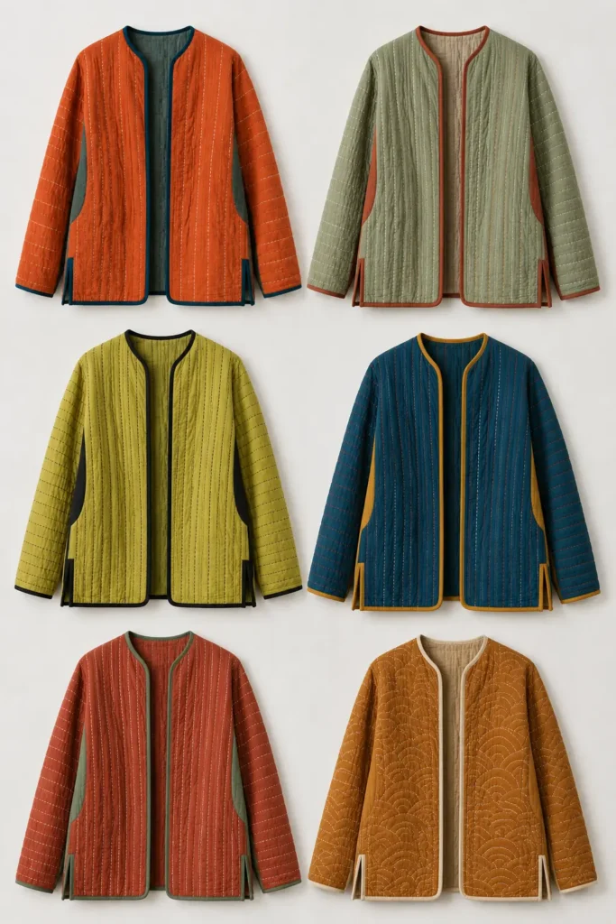 Lightweight Sashiko Quilted Jacket for Transitional Weather