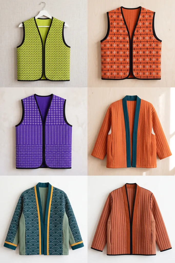 Lightweight Sashiko Quilted Jacket for Transitional Weather