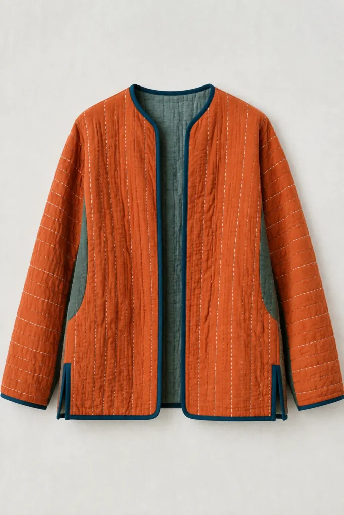 Lightweight Sashiko Quilted Jacket for Transitional Weather