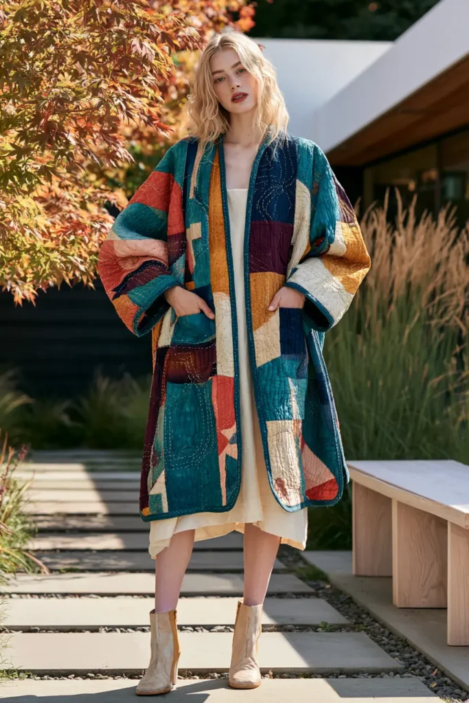 Lightweight Sashiko Quilted Jacket for Transitional Weather