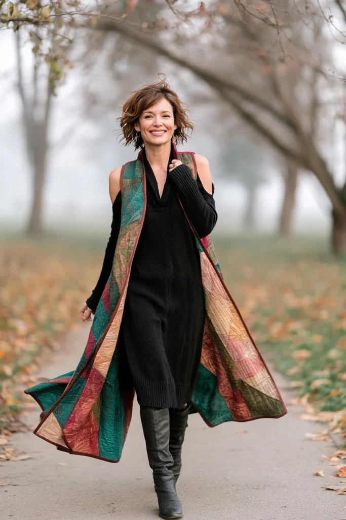 Longline Quilted Duster Vest for Elegant Fall Layers