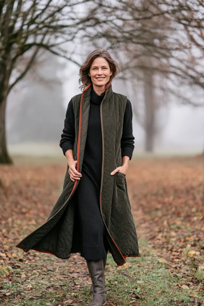 Longline Quilted Duster Vest for Elegant Fall Layers