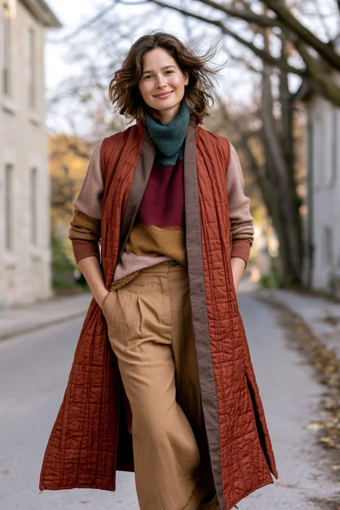 Longline Quilted Duster Vest for Elegant Fall Layers