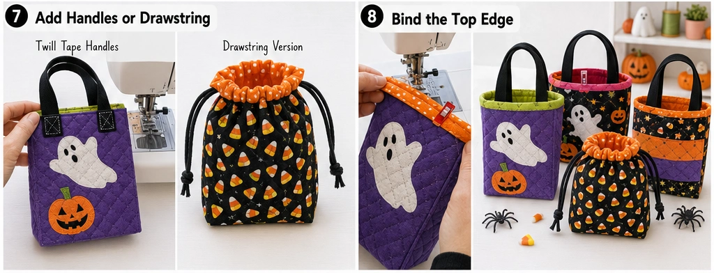 Mini Quilted Halloween Treat Bags for Party Favors