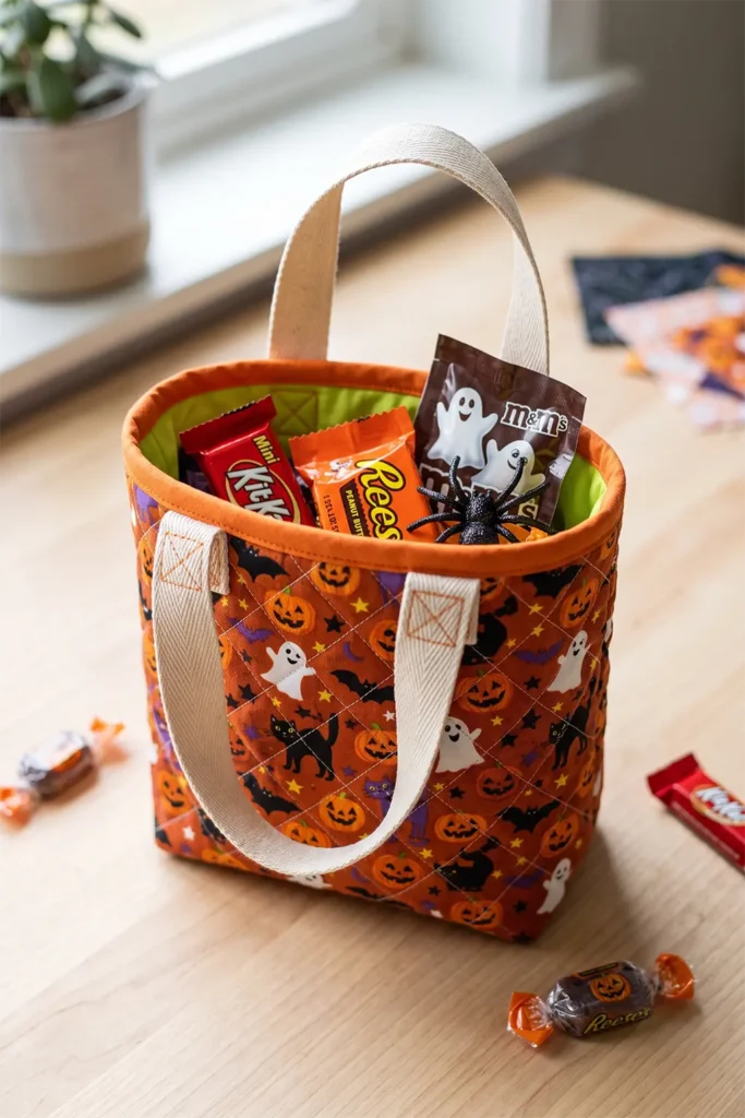 Mini Quilted Halloween Treat Bags for Party Favors