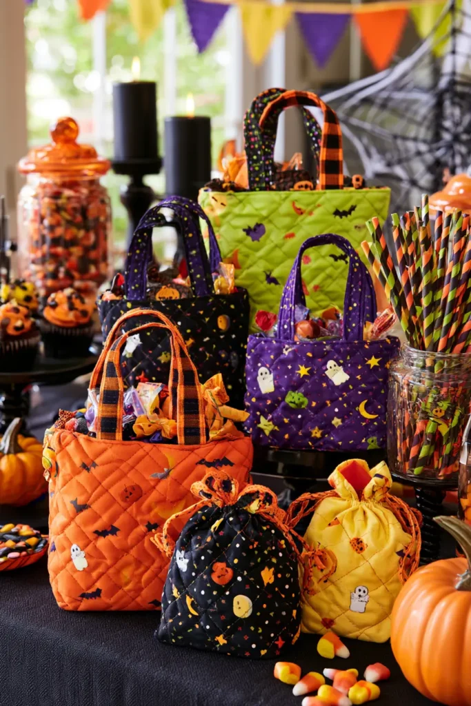 Mini Quilted Halloween Treat Bags for Party Favors