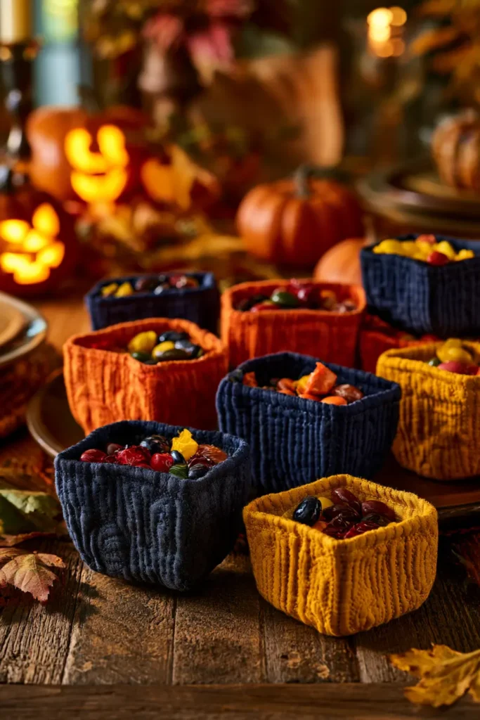 Mini Quilted Halloween Treat Bags for Party Favors