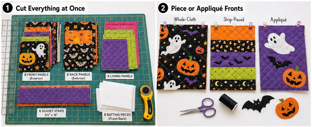 Mini Quilted Halloween Treat Bags for Party Favors
