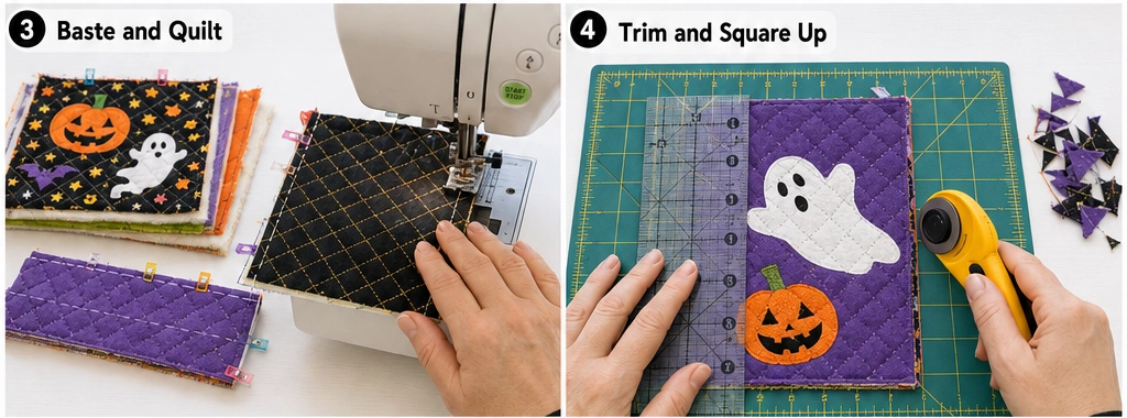 Mini Quilted Halloween Treat Bags for Party Favors