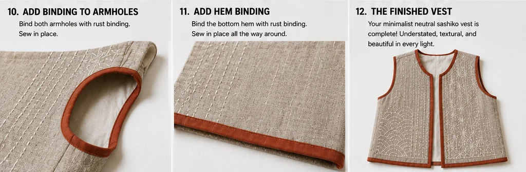 Minimalist Neutral Sashiko Vest for Understated Elegance