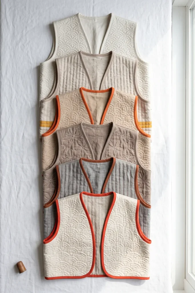 Minimalist Neutral Sashiko Vest for Understated Elegance