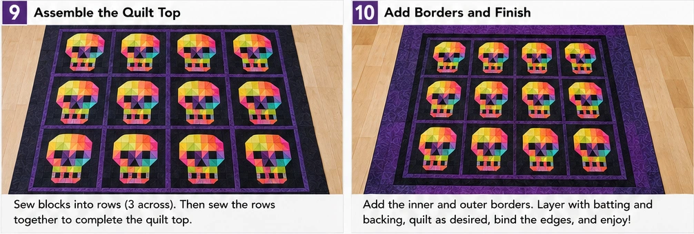 Modern Geometric Skull Quilt Patterns