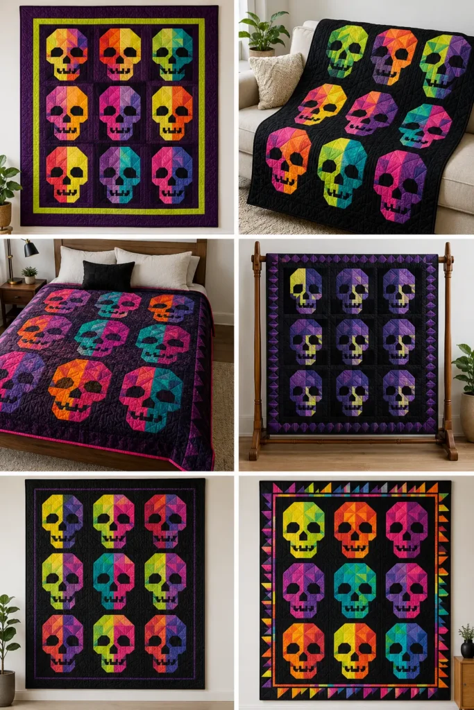Modern Geometric Skull Quilt Patterns