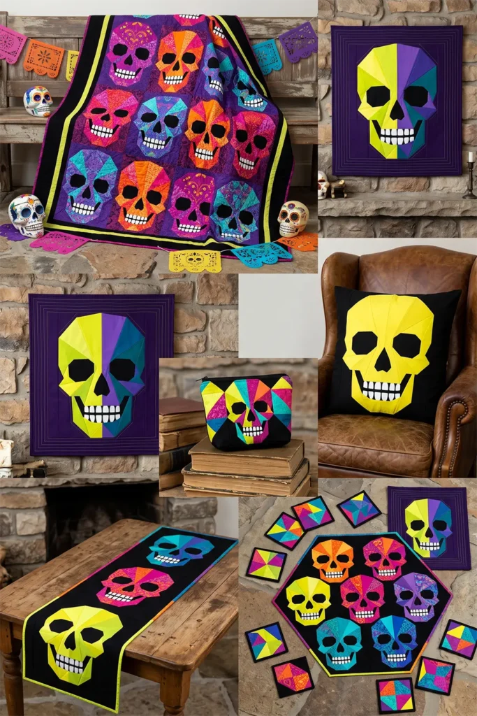 Modern Geometric Skull Quilt Patterns
