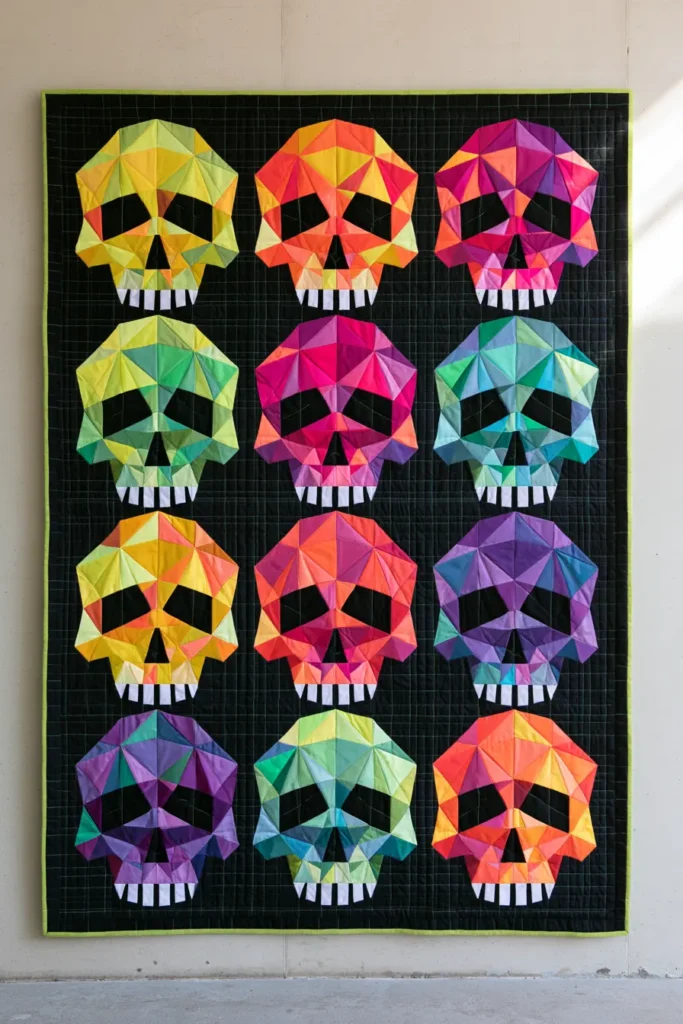 Modern Geometric Skull Quilt Patterns