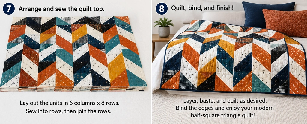 Modern Half-Square Triangle Layer Cake Quilt for Geometric Style