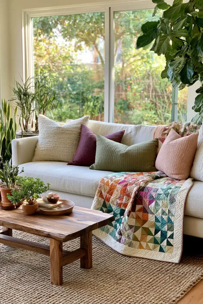 Modern Half-Square Triangle Layer Cake Quilt for Geometric Style