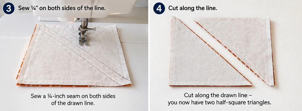 Modern Half-Square Triangle Layer Cake Quilt for Geometric Style