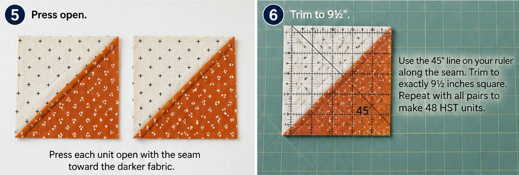 Modern Half-Square Triangle Layer Cake Quilt for Geometric Style