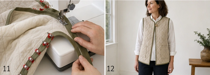 Neutral Oatmeal Quilted Vest for Understated Autumn Elegance