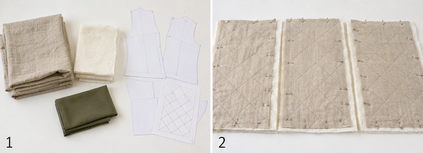 Neutral Oatmeal Quilted Vest for Understated Autumn Elegance
