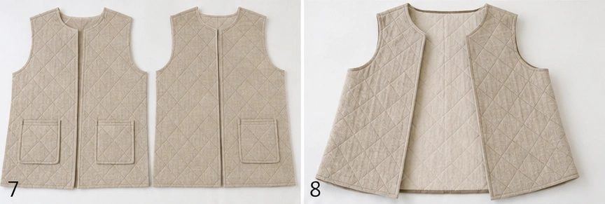 Neutral Oatmeal Quilted Vest for Understated Autumn Elegance