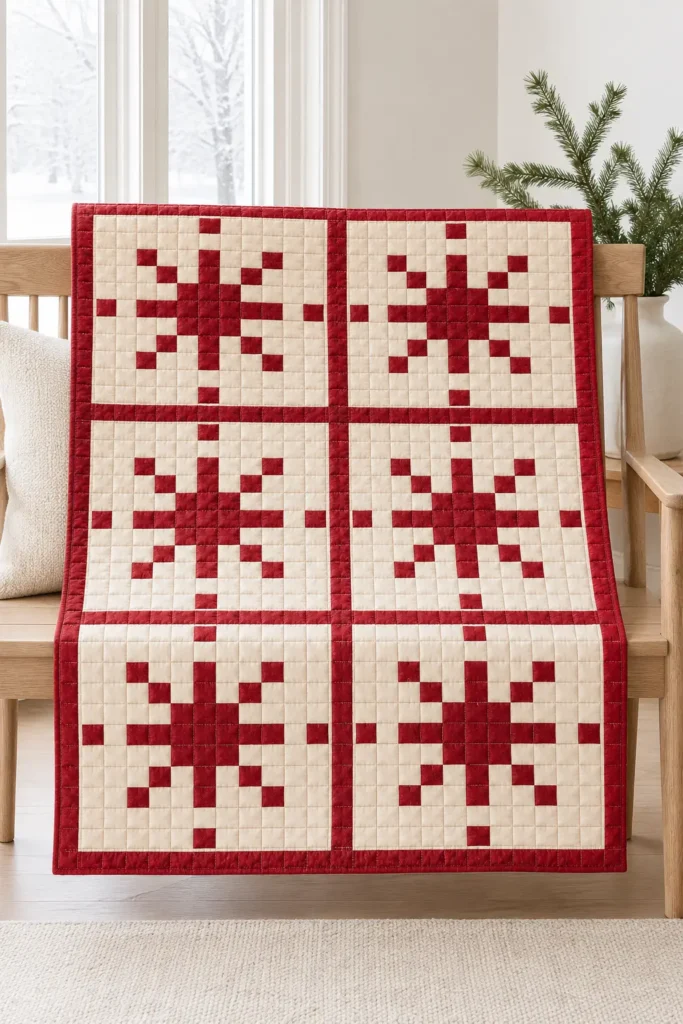 Nordic Snowflake Jelly Roll Quilt for Cozy Winter Elegance