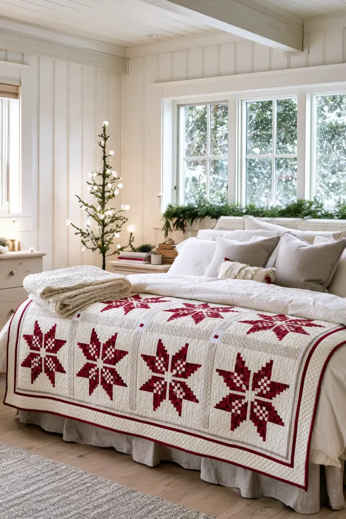 Nordic Snowflake Jelly Roll Quilt for Cozy Winter Elegance